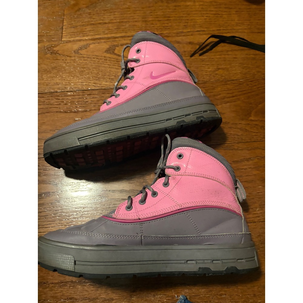 Nike Woodside 2 High Duck Boot Pink Grey Gingham 524876-002 6Y / Women 7.5 - Picture 4 of 11